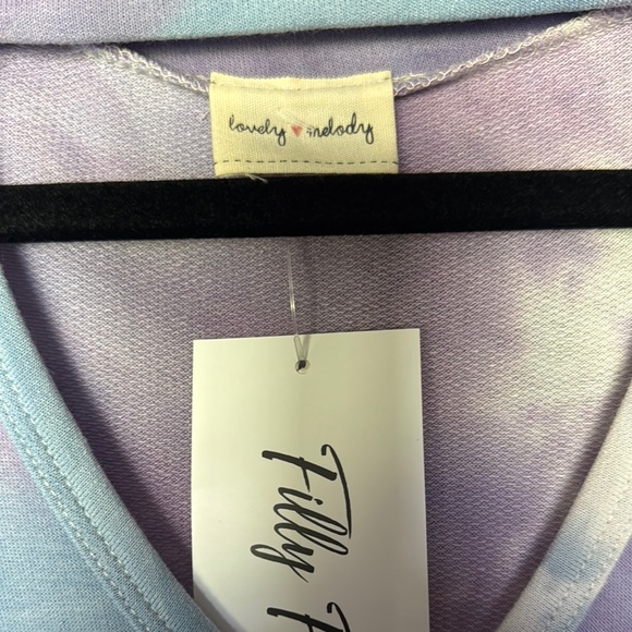 Lovely Melody Boxy 3/4 Sleeve Tee in Blue and Purple - Picture 2 of 3